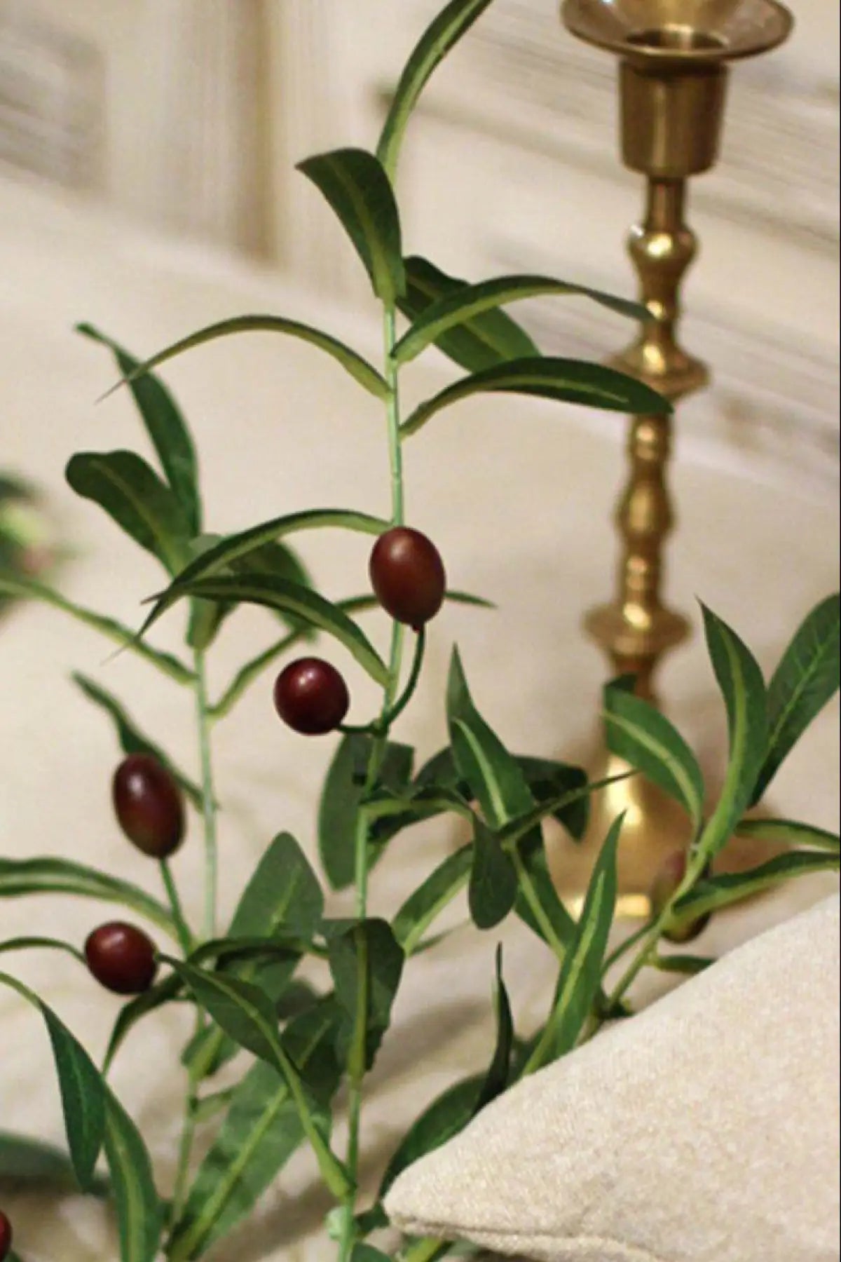 "Mediterranean Heritage" | Lifelike Faux Olive Stem 6 Stems | Realistic Faux Silk Flowers for Home Decor - Eco Perennial