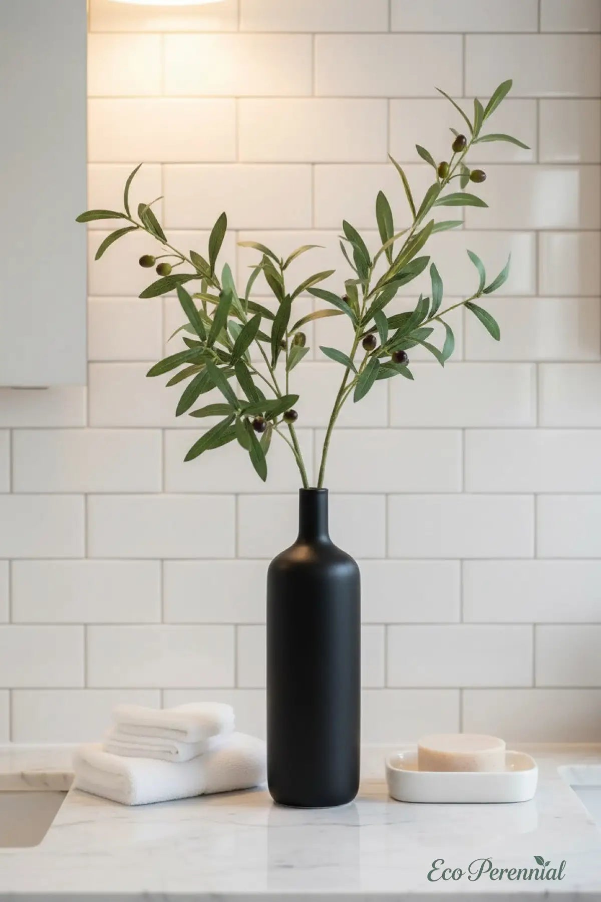 "Mediterranean Heritage" | Lifelike Faux Olive Stem | Realistic Faux Silk Flowers for Home Decor - Eco Perennial