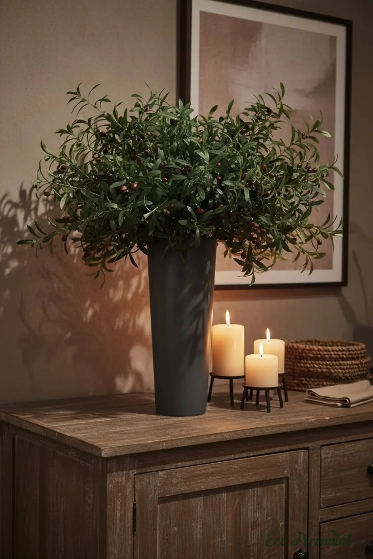 "Mediterranean Heritage" | Lifelike Faux Olive Stem | Realistic Faux Silk Flowers for Home Decor - Eco Perennial
