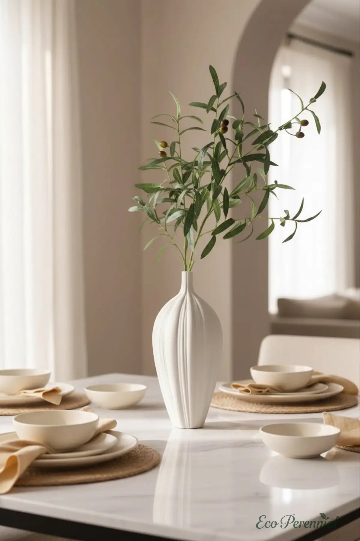 "Mediterranean Heritage" | Lifelike Faux Olive Stem | Realistic Faux Silk Flowers for Home Decor - Eco Perennial