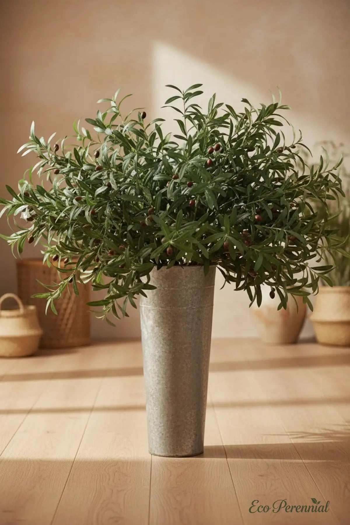 "Mediterranean Heritage" | Lifelike Faux Olive Stem | Realistic Faux Silk Flowers for Home Decor - Eco Perennial