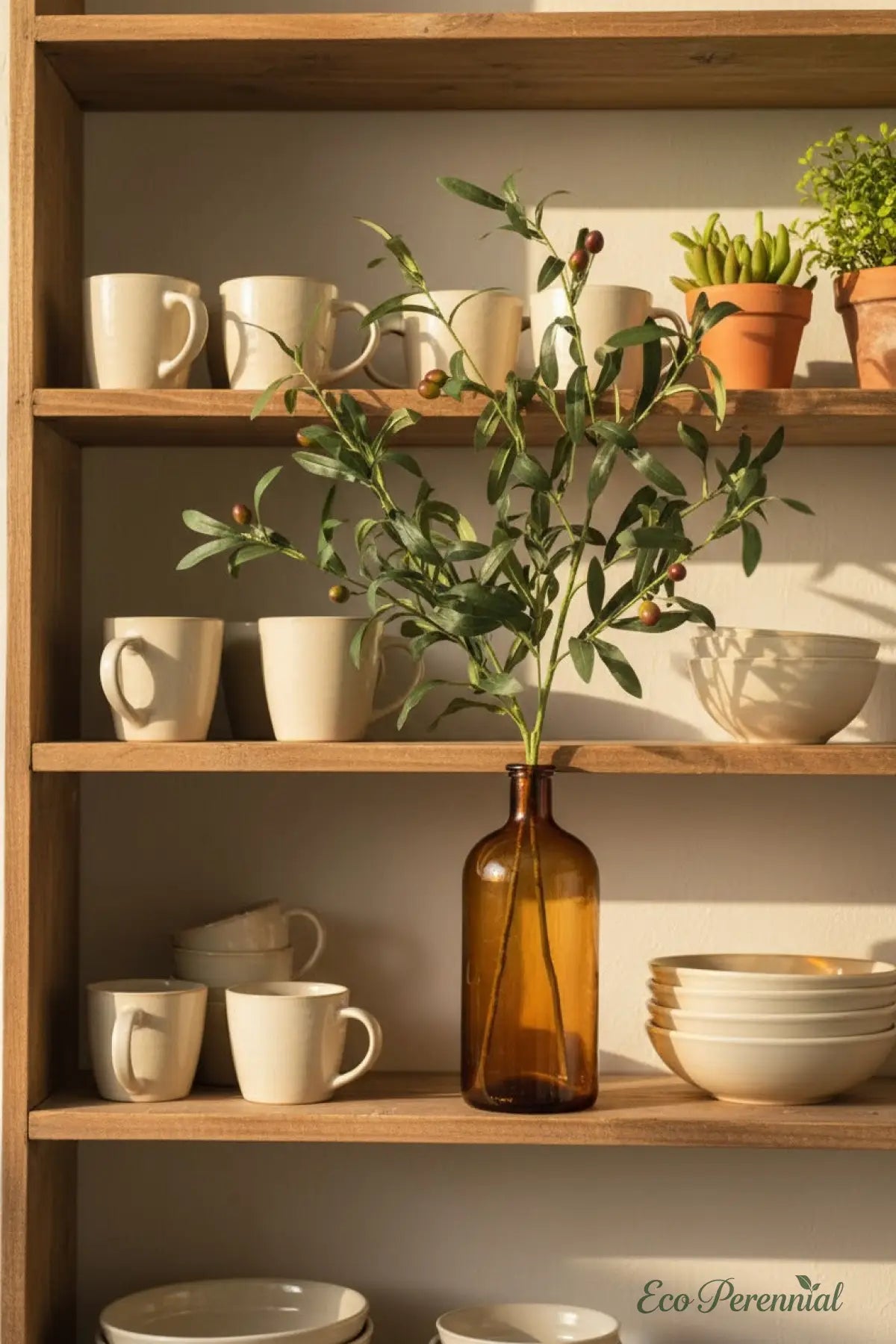 "Mediterranean Heritage" | Lifelike Faux Olive Stem | Realistic Faux Silk Flowers for Home Decor - Eco Perennial