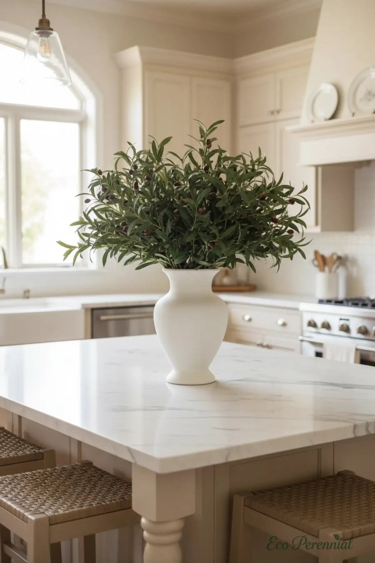"Mediterranean Heritage" | Lifelike Faux Olive Stem | Realistic Faux Silk Flowers for Home Decor - Eco Perennial