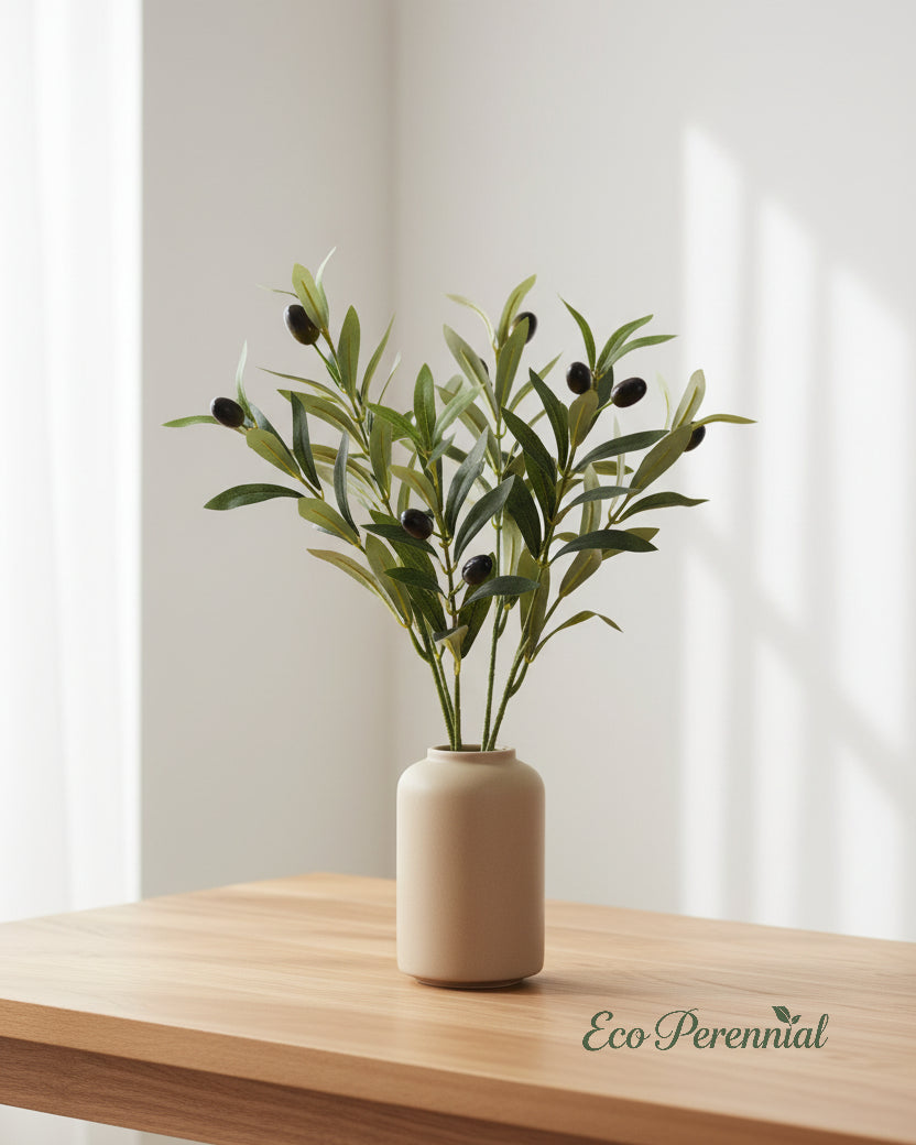 Medium Faux Olive Branches | Realistic Artificial Olive Stems