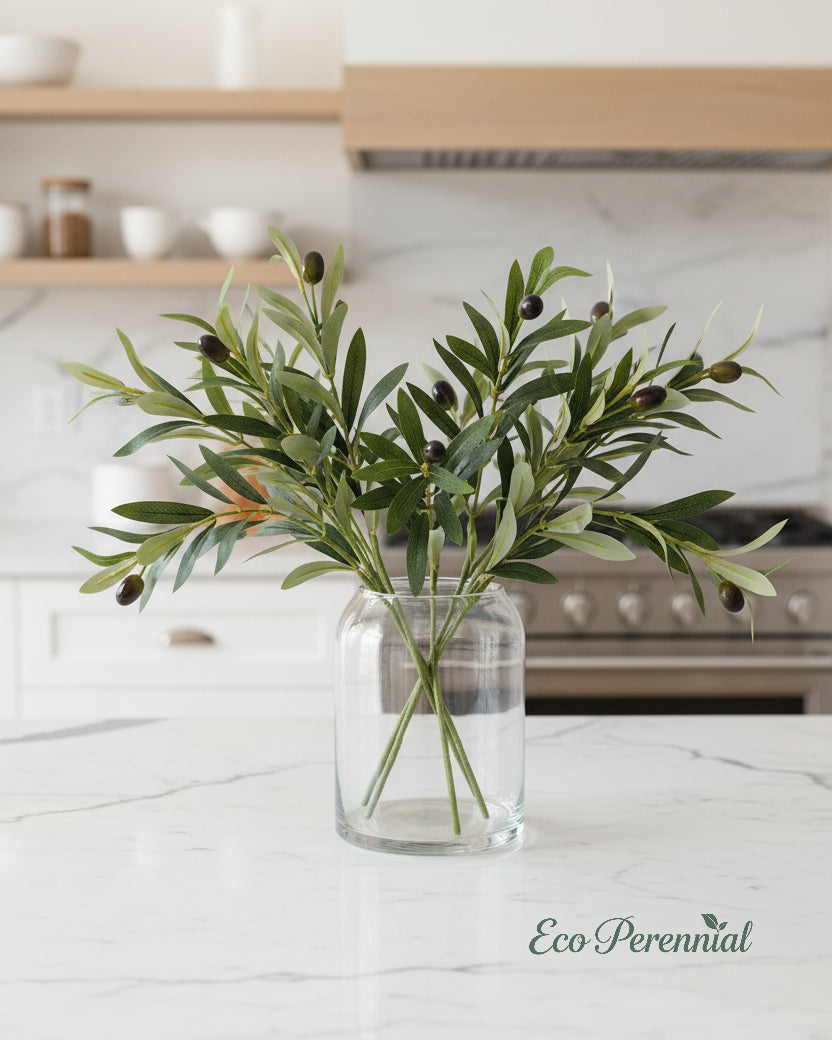 Medium Faux Olive Branches | Realistic Artificial Olive Stems