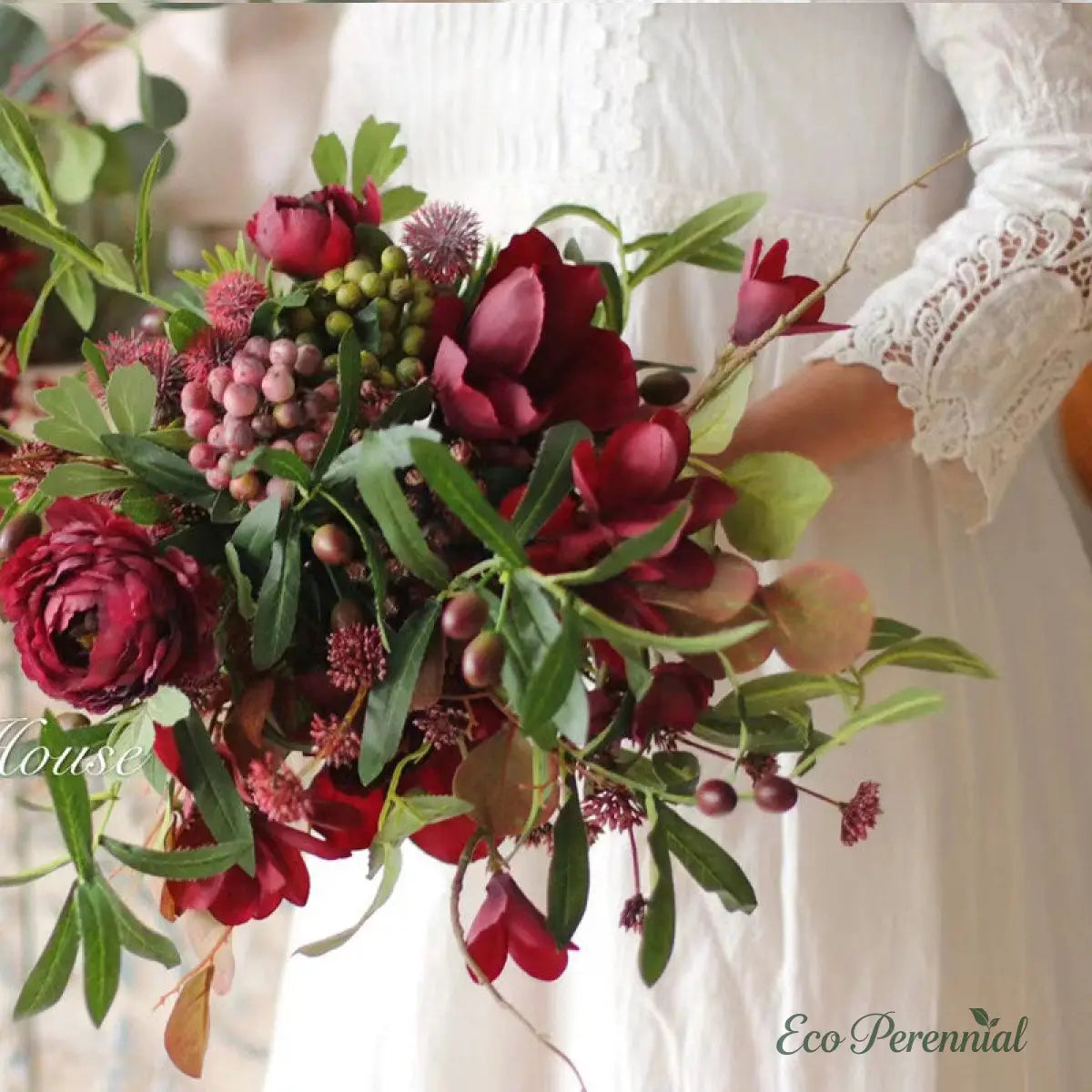 "Midnight Burgundy" | Artistic Silk Ranunculus Bouquet | Realistic Faux Silk Flowers for Home Decor - Eco Perennial