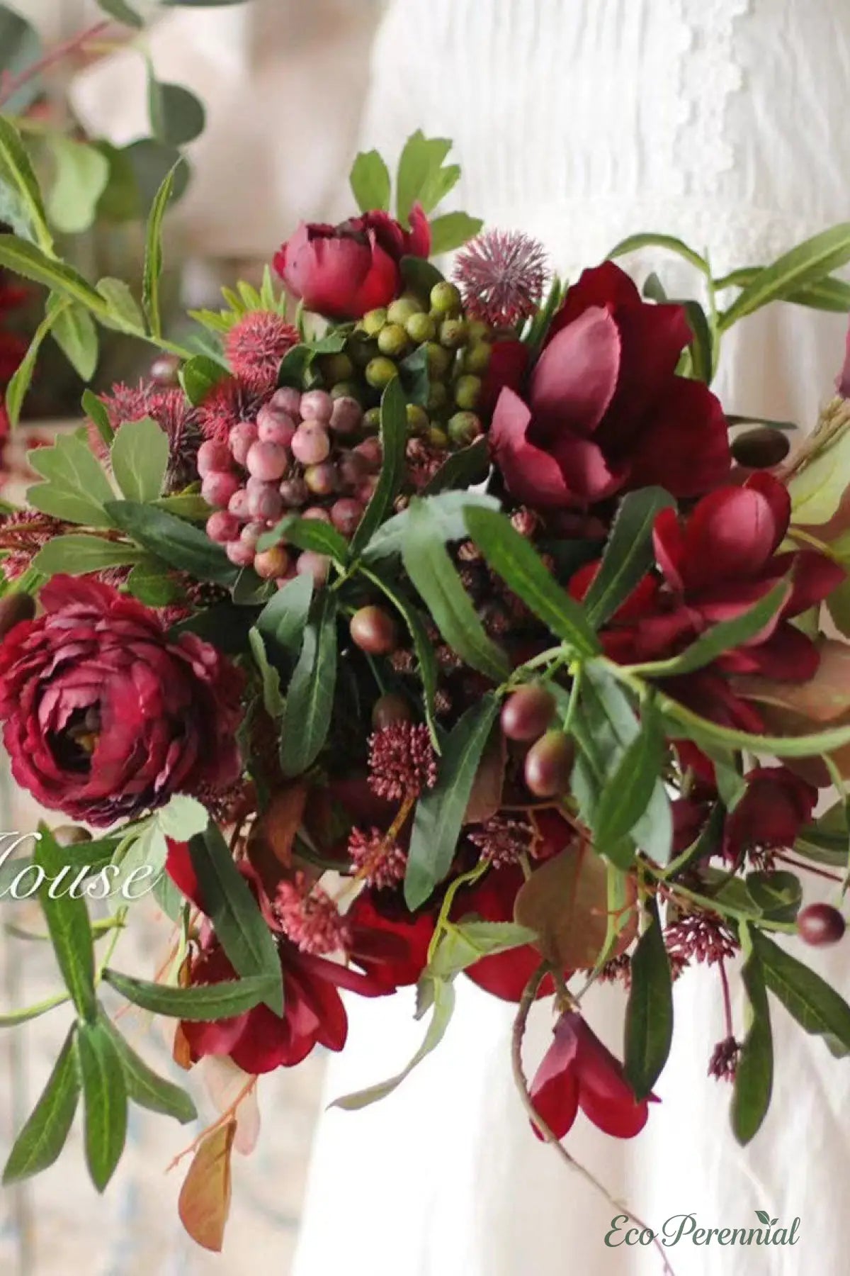 "Midnight Burgundy" | Artistic Silk Ranunculus Bouquet | Realistic Faux Silk Flowers for Home Decor - Eco Perennial