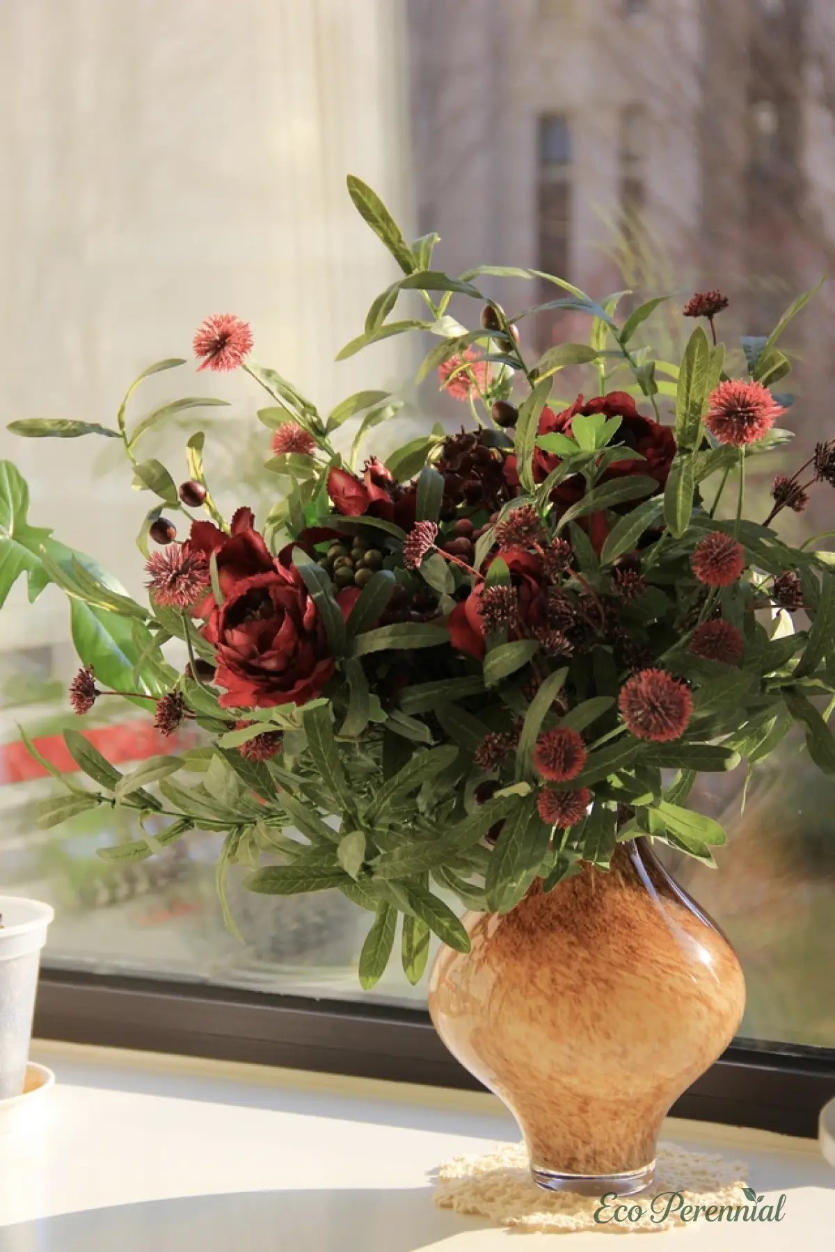"Midnight Burgundy" | Artistic Silk Ranunculus Bouquet | Realistic Faux Silk Flowers for Home Decor - Eco Perennial