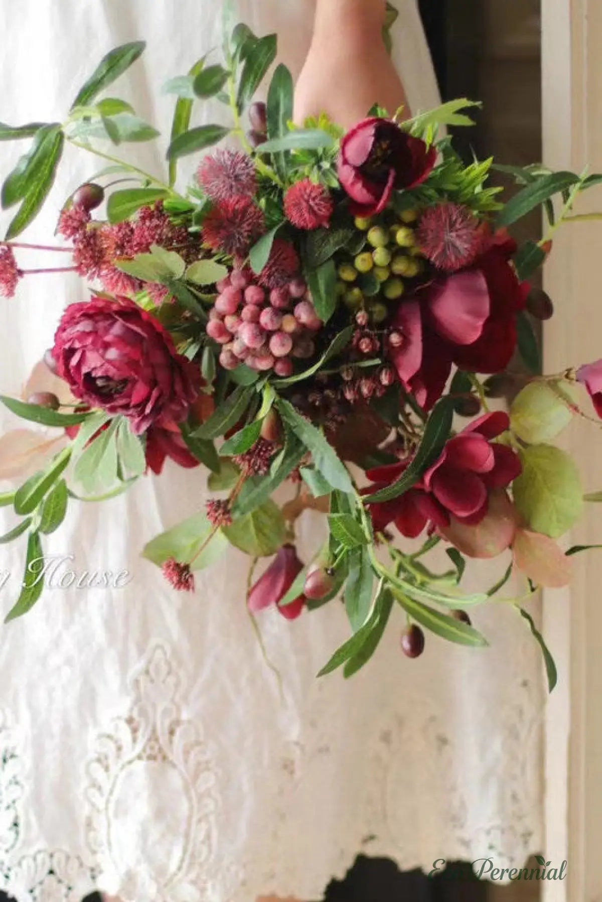 "Midnight Burgundy" | Artistic Silk Ranunculus Bouquet | Realistic Faux Silk Flowers for Home Decor - Eco Perennial