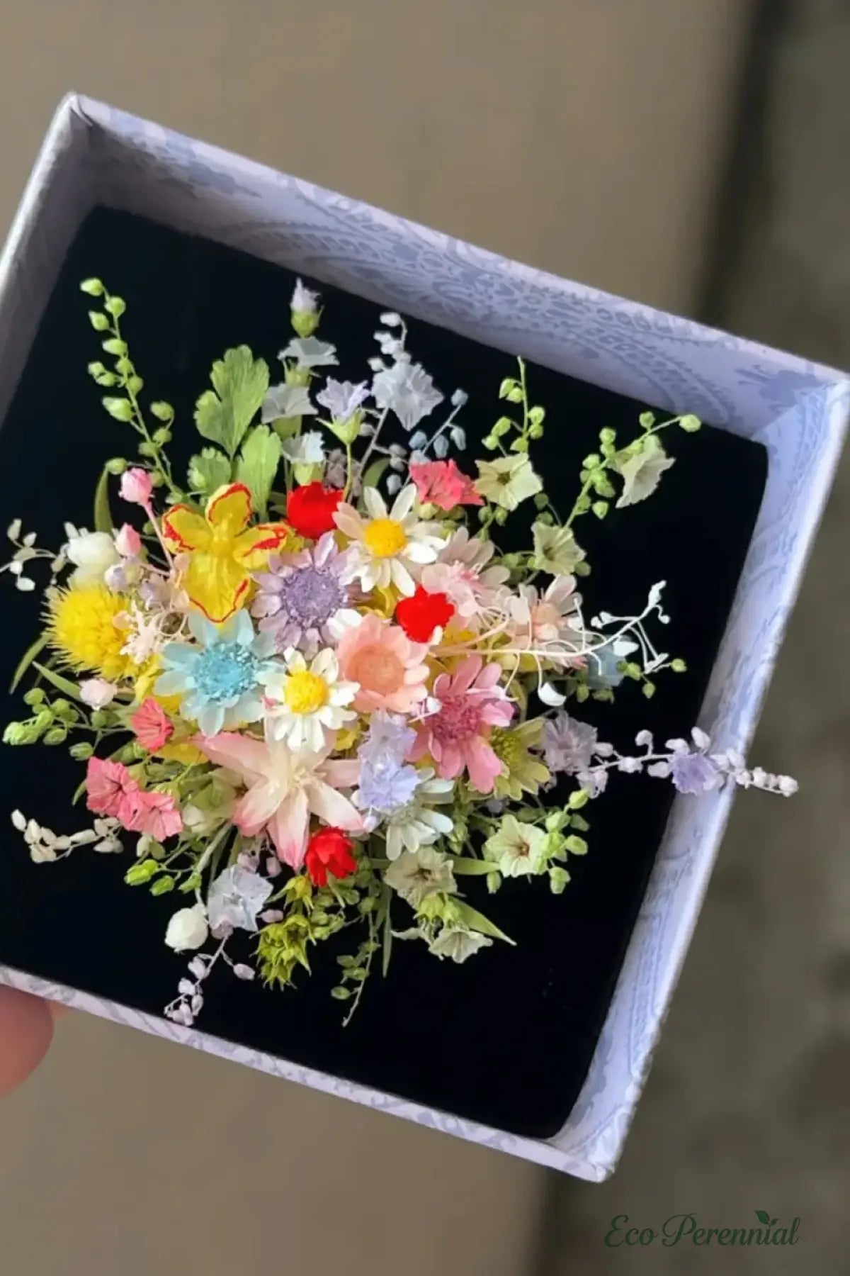 Miniature Wildflower Bouquet Ring – Handcrafted Floral Statement Jewelry | Realistic Faux Silk Flowers for Home Decor - Eco Perennial