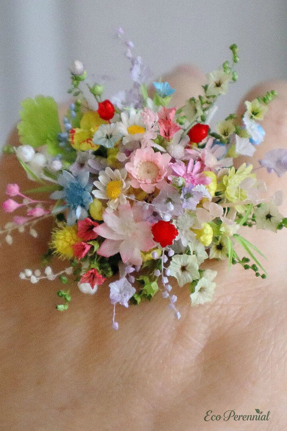 Miniature Wildflower Bouquet Ring – Handcrafted Floral Statement Jewelry | Realistic Faux Silk Flowers for Home Decor - Eco Perennial