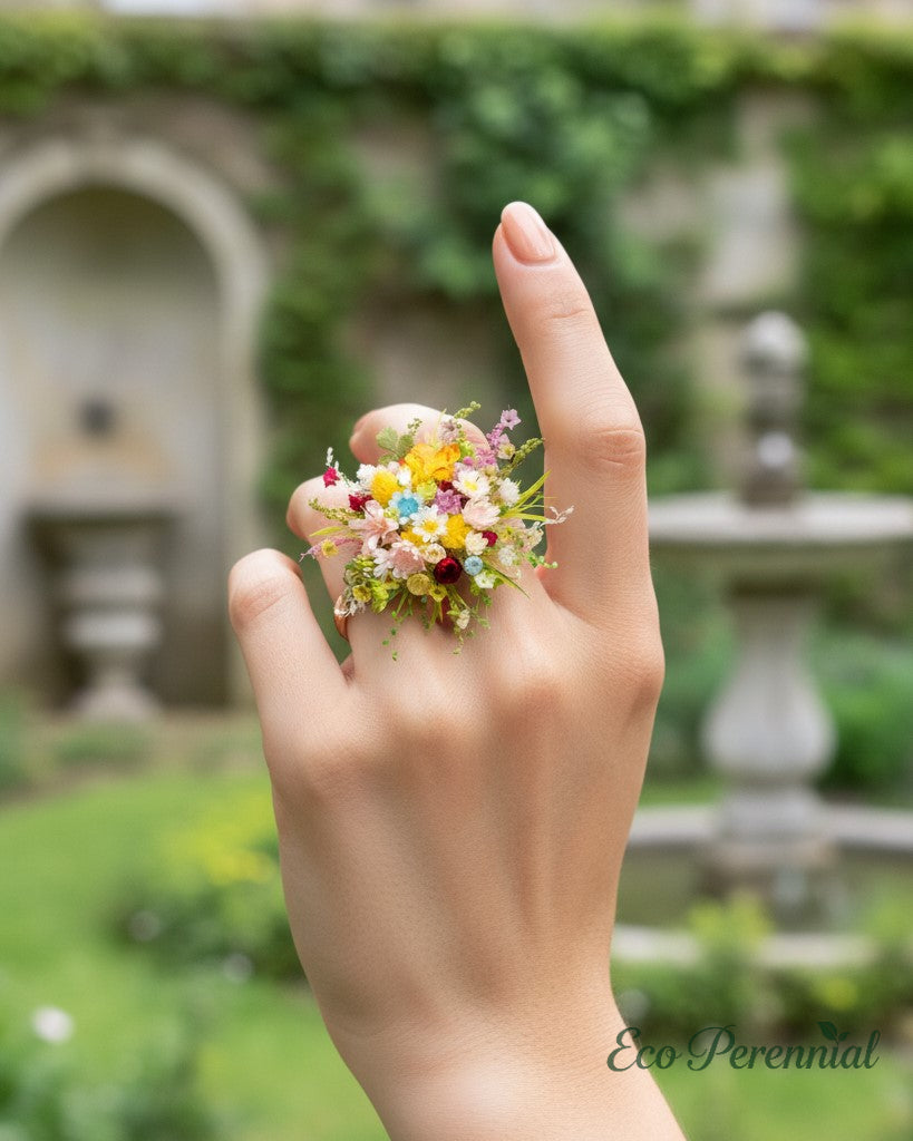 Miniature Wildflower Bouquet Ring – Handcrafted Floral Statement Jewelry | Jewelry | Eco Perennial