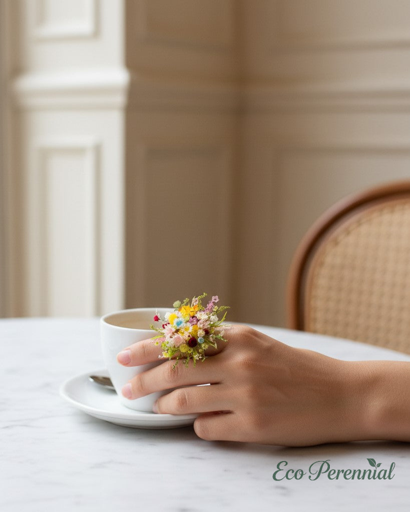 Miniature Wildflower Bouquet Ring – Handcrafted Floral Statement Jewelry | Jewelry | Eco Perennial