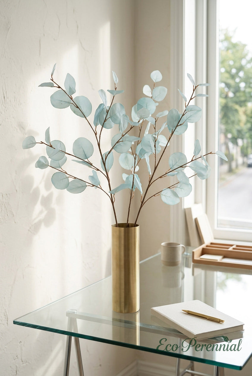 34.3" Autumn Faux Eucalyptus Branches for Fall Decor | Tall Artificial Greenery in 10 Colors | Artificial Greenery | Eco Perennial