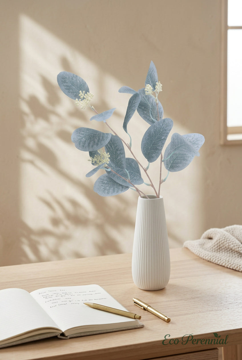 21.3" Seeded Faux Eucalyptus Branches | Realistic Artificial Greenery in 7 Colors | Artificial Greenery | Eco Perennial