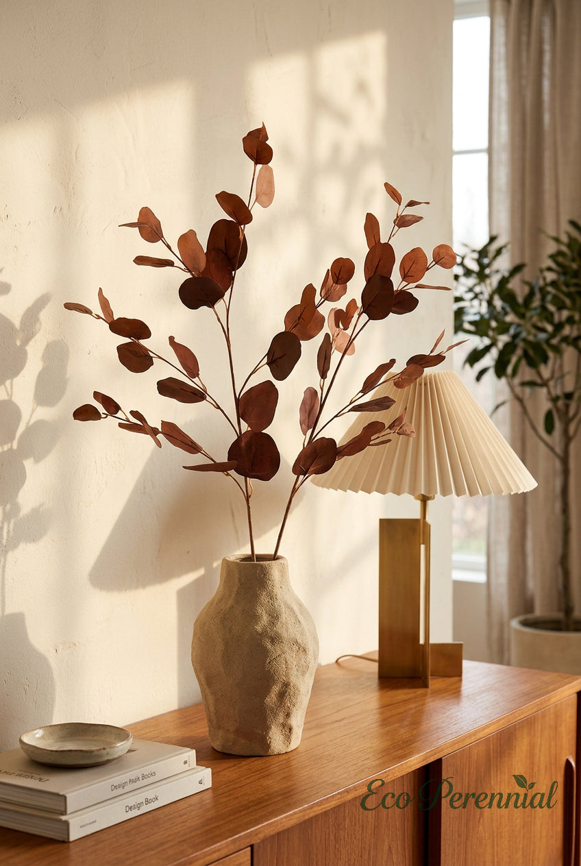 34.3" Autumn Faux Eucalyptus Branches for Fall Decor | Tall Artificial Greenery in 10 Colors | Artificial Greenery | Eco Perennial