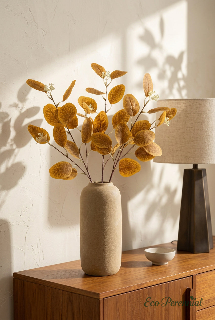 21.3" Seeded Faux Eucalyptus Branches | Realistic Artificial Greenery in 7 Colors | Artificial Greenery | Eco Perennial