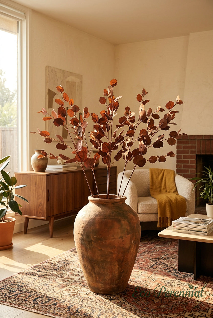 34.3" Autumn Faux Eucalyptus Branches for Fall Decor | Tall Artificial Greenery in 10 Colors | Artificial Greenery | Eco Perennial