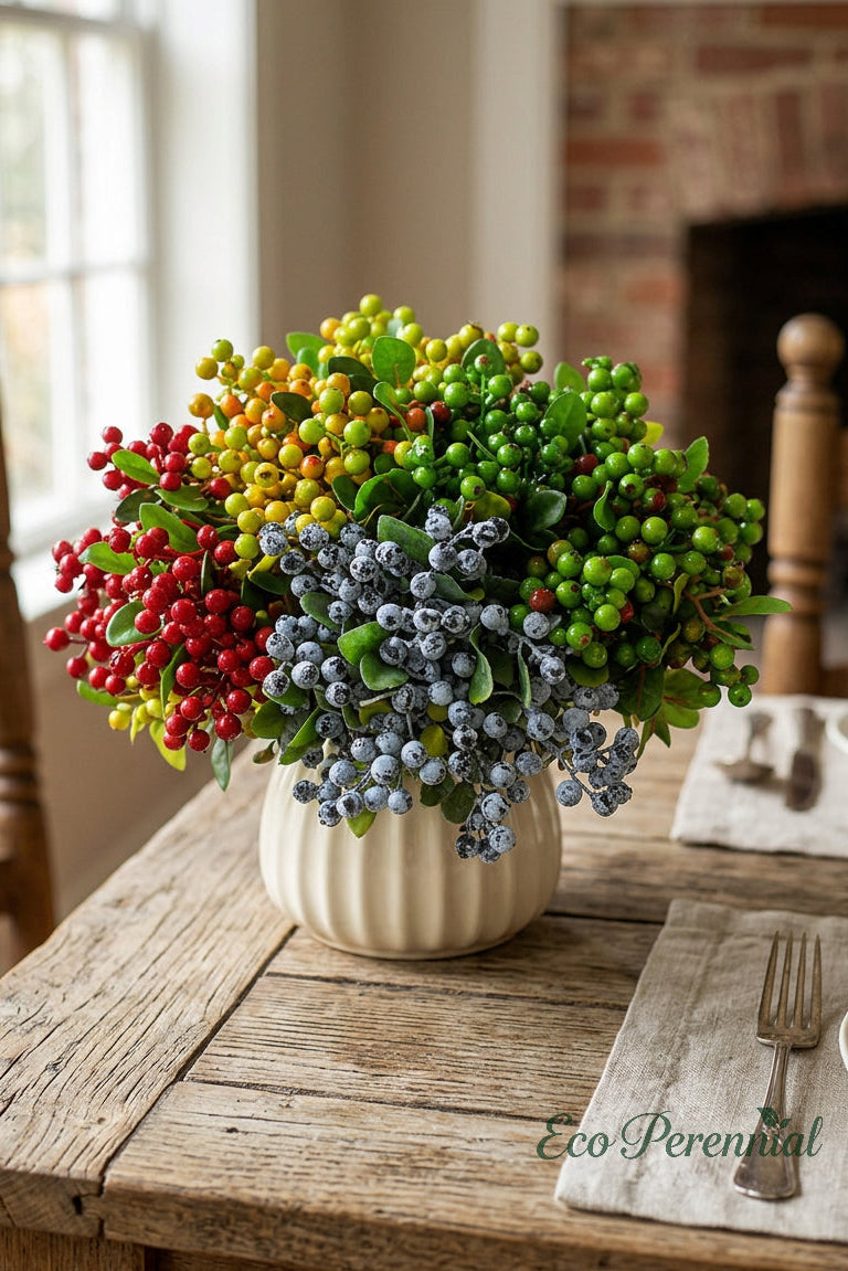 9.8" Petite Faux Berry Stems | 6 Colors | Artificial Greenery | Eco Perennial