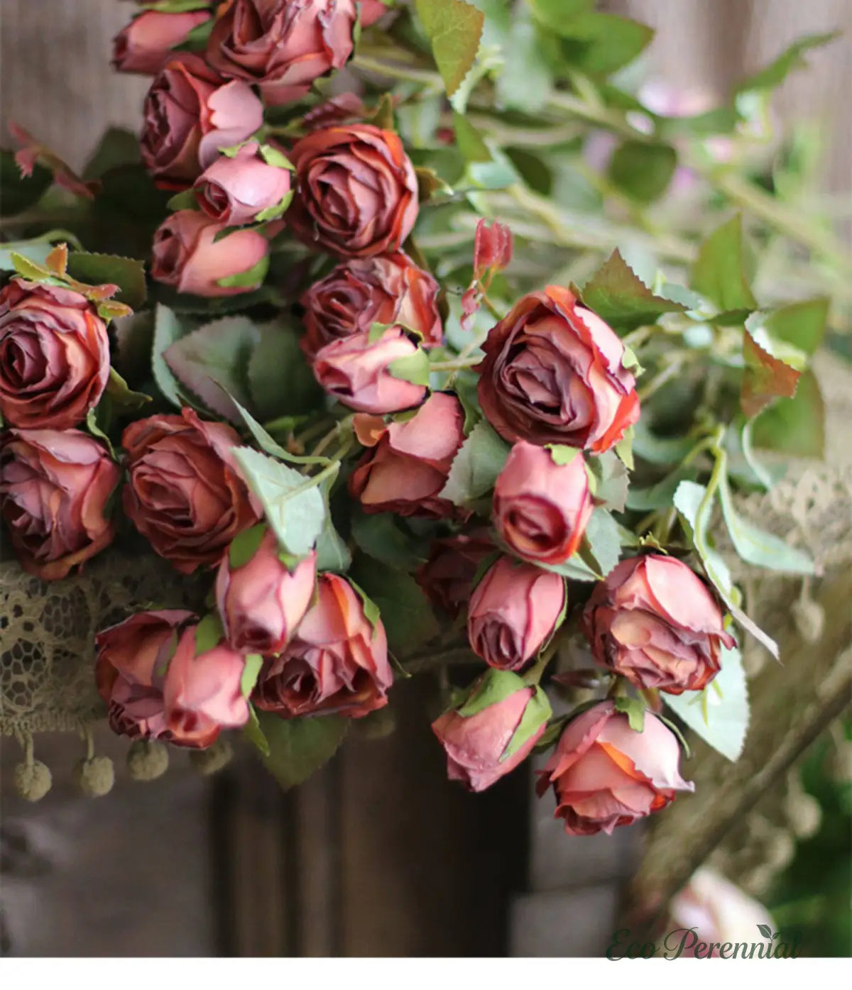 "Nostalgic Bloom" | Handcrafted Vintage Silk Rose | Realistic Faux Silk Flowers for Home Decor - Eco Perennial