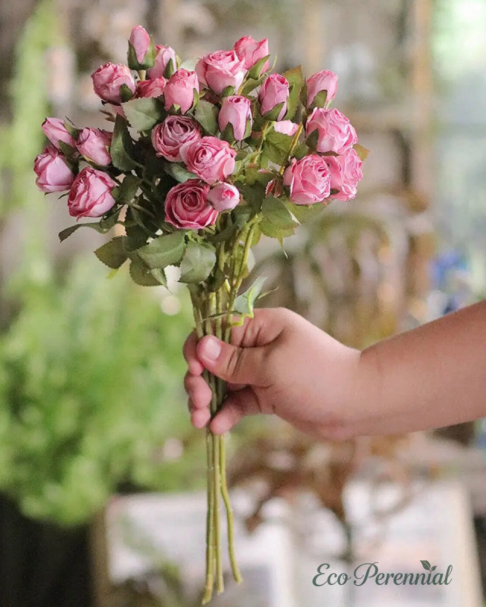 "Nostalgic Bloom" | Handcrafted Vintage Silk Rose | Realistic Faux Silk Flowers for Home Decor - Eco Perennial
