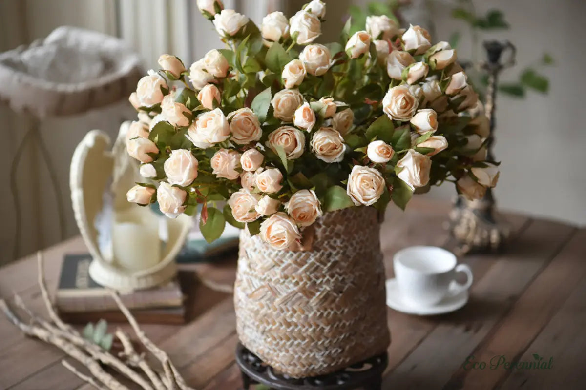 "Nostalgic Bloom" | Handcrafted Vintage Silk Rose | Realistic Faux Silk Flowers for Home Decor - Eco Perennial