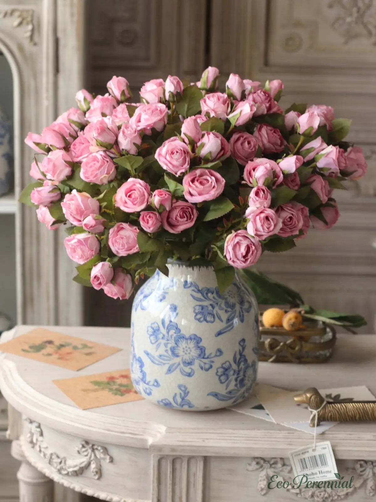 "Nostalgic Bloom" | Handcrafted Vintage Silk Rose | Realistic Faux Silk Flowers for Home Decor - Eco Perennial