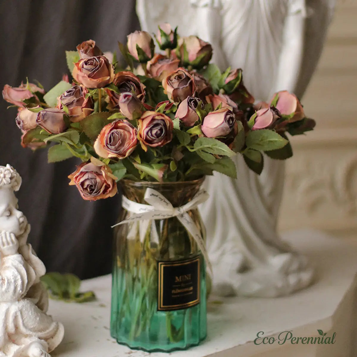 "Nostalgic Bloom" | Handcrafted Vintage Silk Rose | Realistic Faux Silk Flowers for Home Decor - Eco Perennial