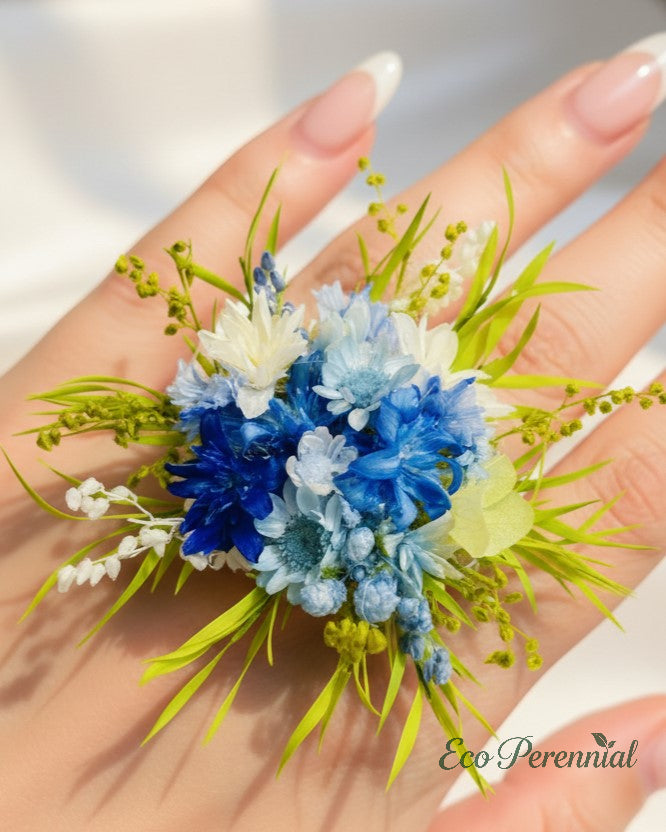 Ocean Blue Preserved Flower Ring – Handcrafted Eternal Floral Jewelry | Jewelry | Eco Perennial