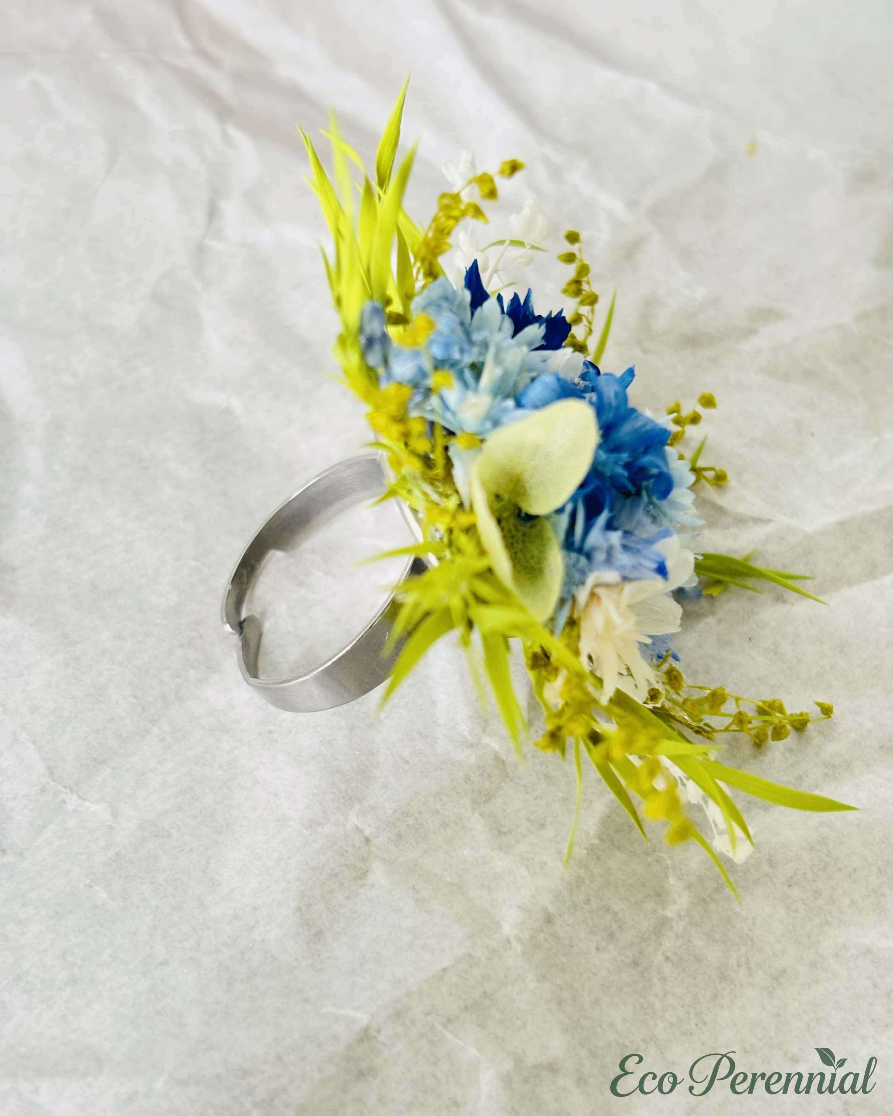 Ocean Blue Preserved Flower Ring – Handcrafted Eternal Floral Jewelry | Jewelry | Eco Perennial