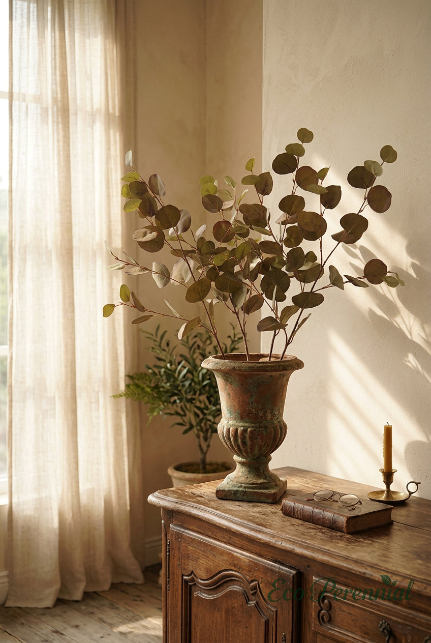 34.3" Autumn Faux Eucalyptus Branches for Fall Decor | Tall Artificial Greenery in 10 Colors | Artificial Greenery | Eco Perennial