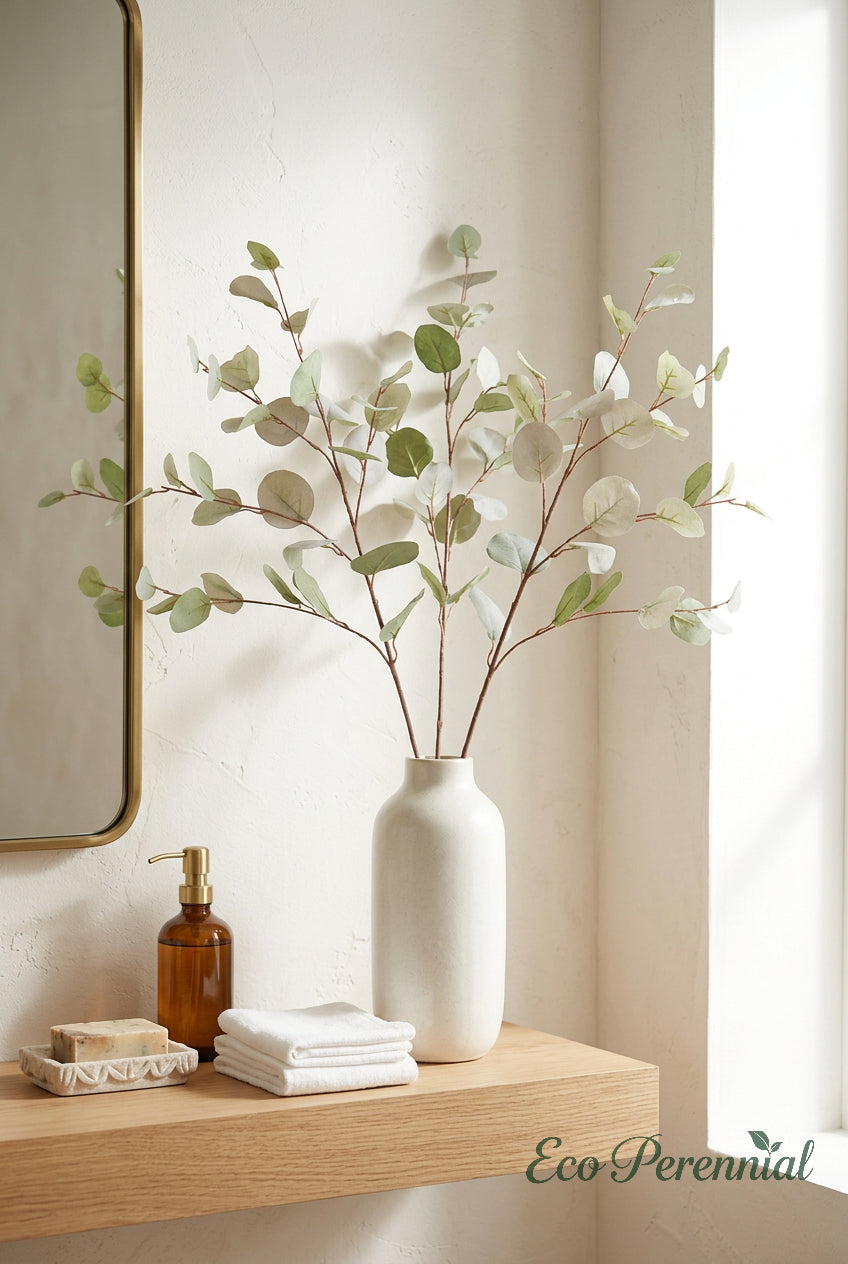 34.3" Autumn Faux Eucalyptus Branches for Fall Decor | Tall Artificial Greenery in 10 Colors | Artificial Greenery | Eco Perennial
