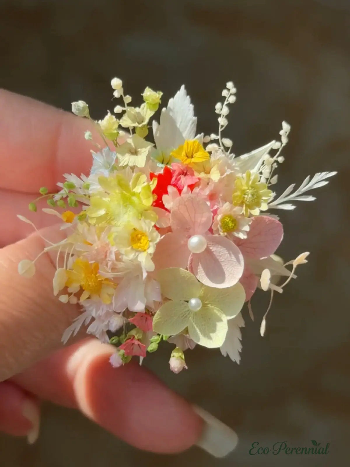 Pastel Meadow Preserved Flower Ring – Handcrafted Eternal Floral Jewelry | Realistic Faux Silk Flowers for Home Decor - Eco Perennial