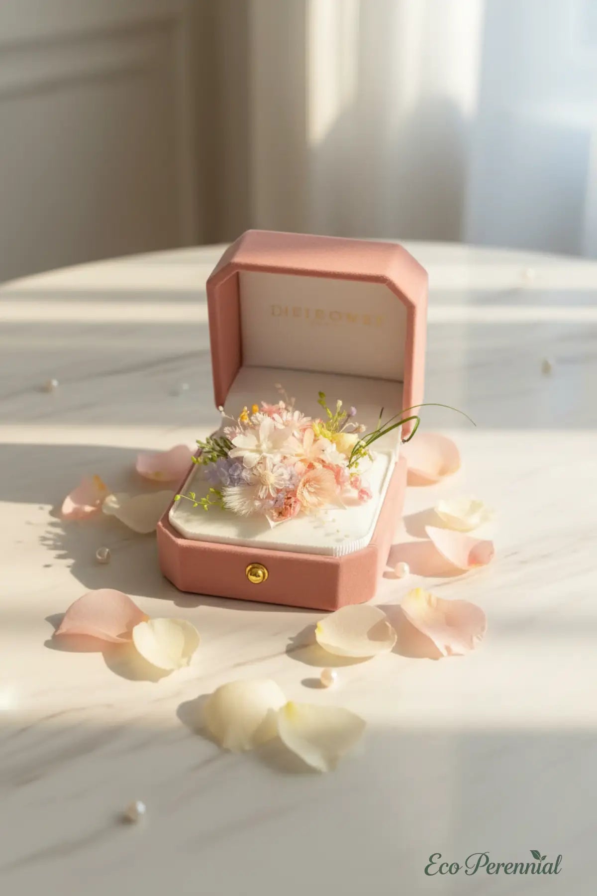 Pastel Meadow Preserved Flower Ring – Handcrafted Eternal Floral Jewelry | Realistic Faux Silk Flowers for Home Decor - Eco Perennial