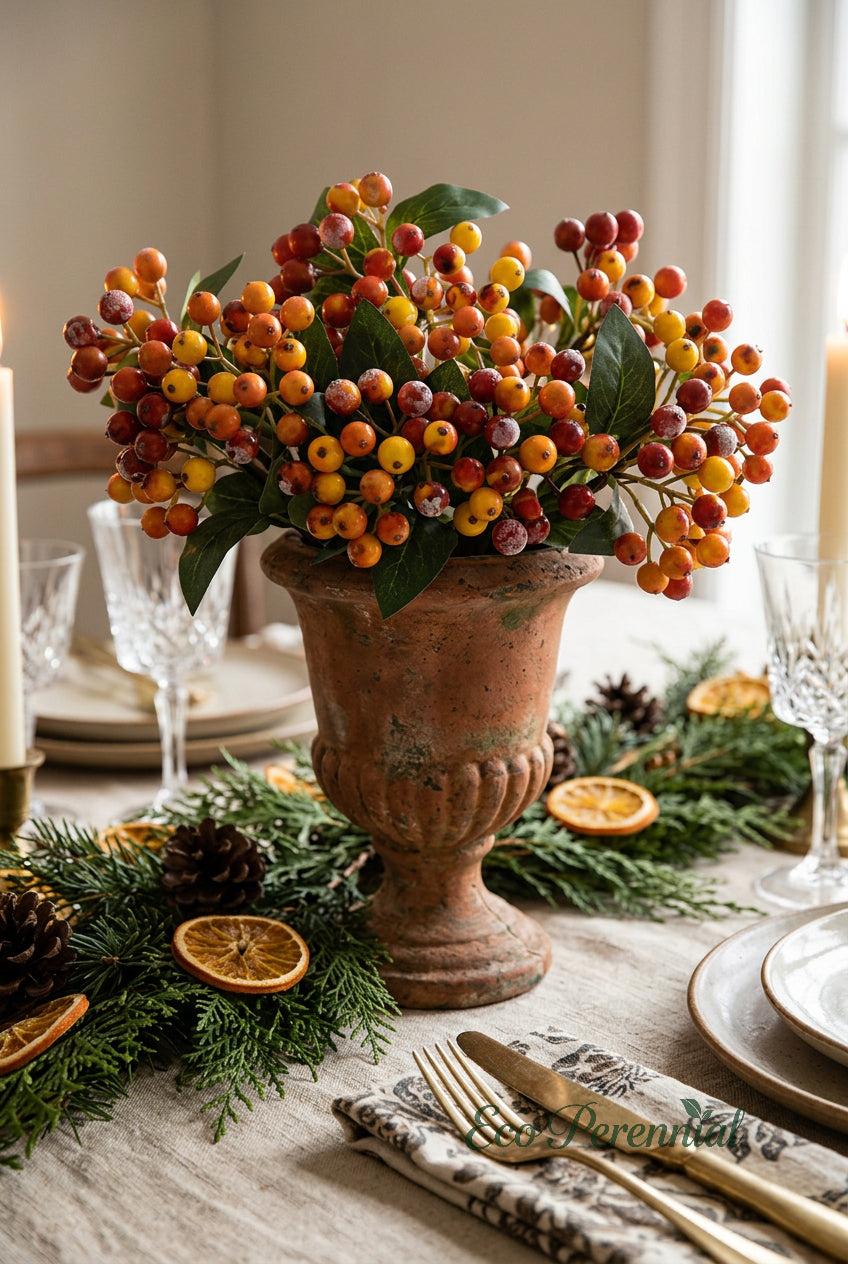 11.4" Petite Faux Berry Stems | 10 Colors | Artificial Greenery | Eco Perennial