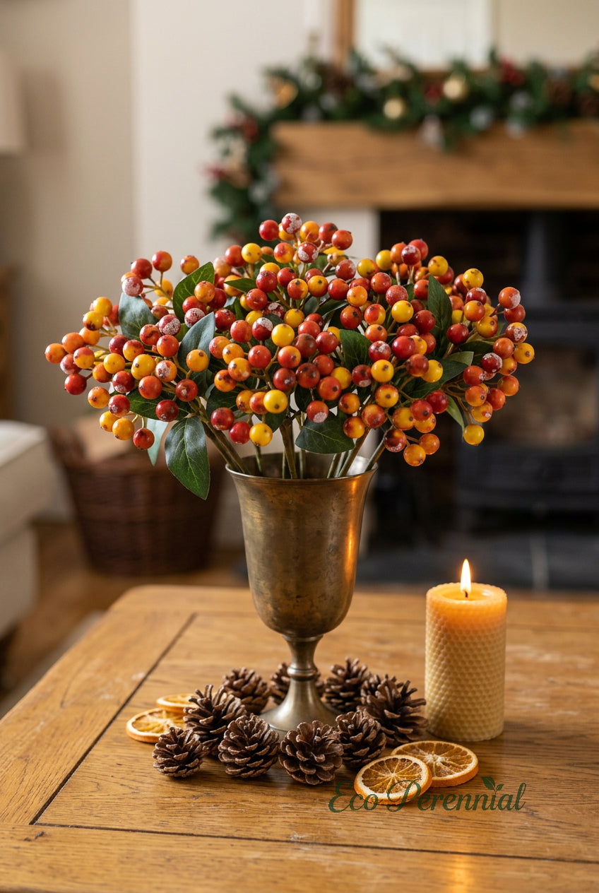 11.4" Petite Faux Berry Stems | 10 Colors | Artificial Greenery | Eco Perennial