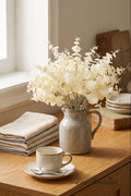 15.7" Petite Faux Eucalyptus Stems | 3 Colors Pure White | Artificial Greenery | Eco Perennial