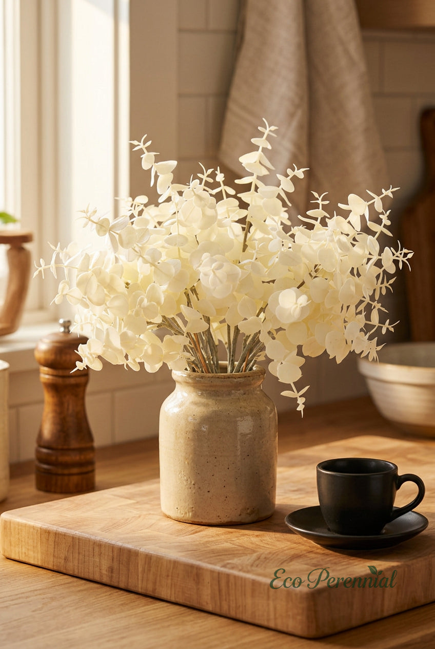 15.7" Petite Faux Eucalyptus Stems | 3 Colors | Artificial Greenery | Eco Perennial