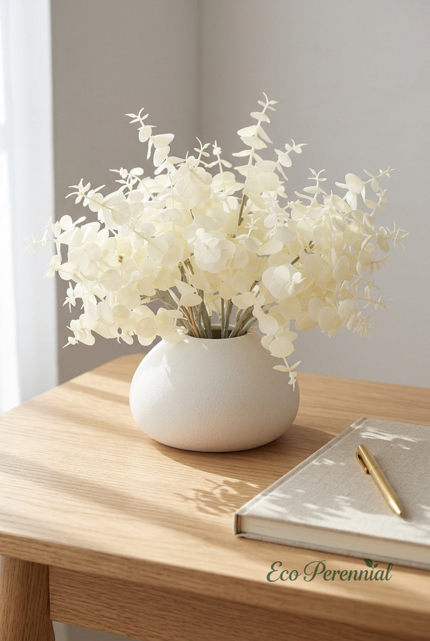15.7" Petite Faux Eucalyptus Stems | 3 Colors | Artificial Greenery | Eco Perennial
