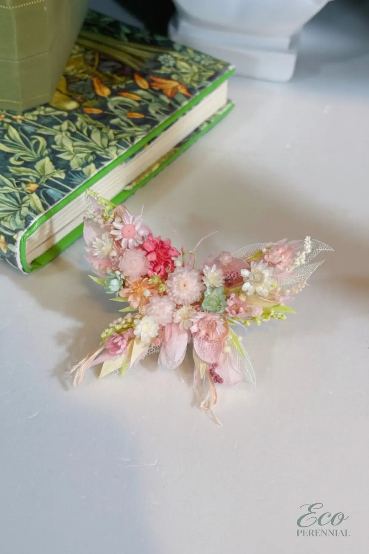Pink Butterfly Preserved Flower Ring – Handcrafted Eternal Floral Jewelry | Realistic Faux Silk Flowers for Home Decor - Eco Perennial