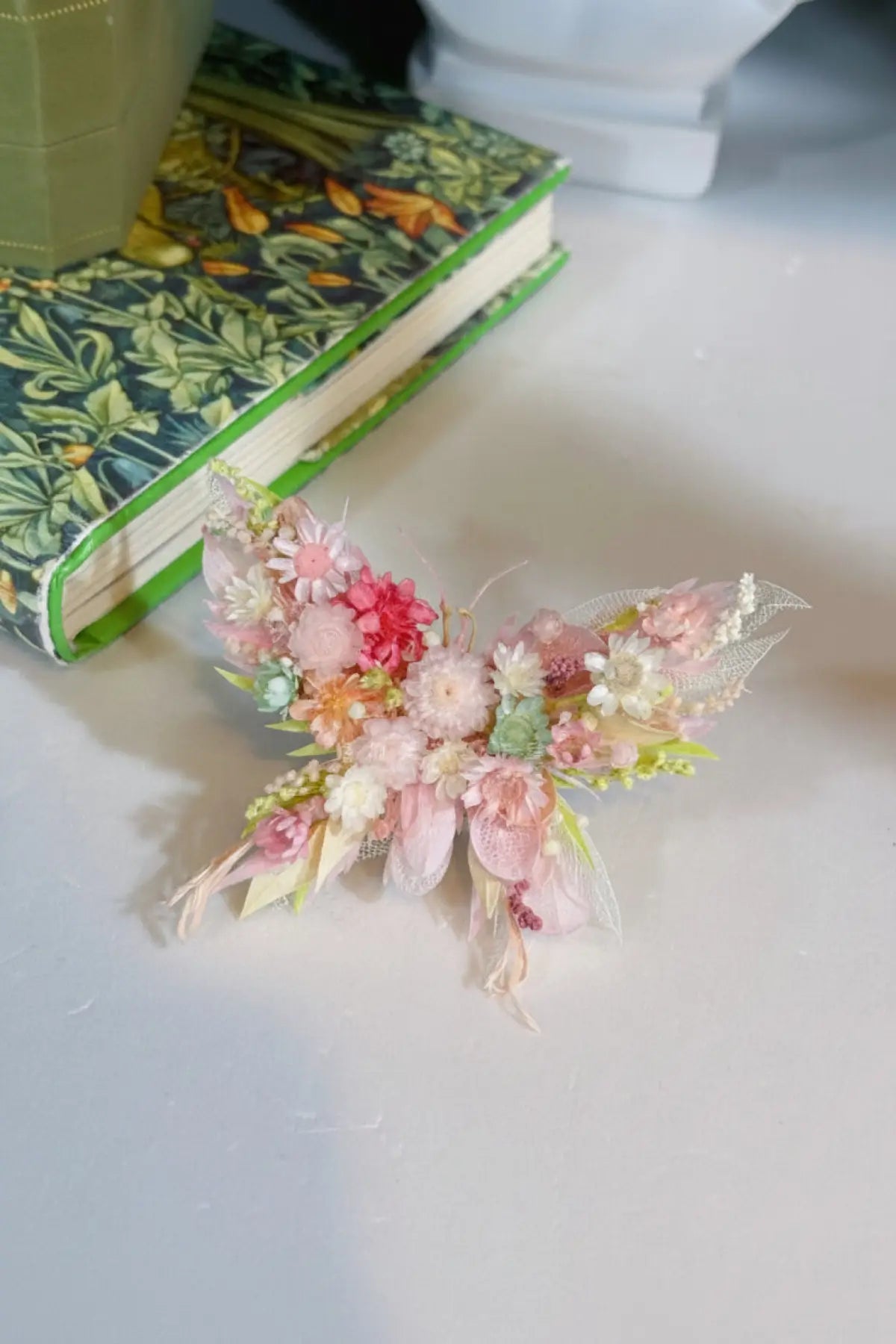 Pink Butterfly Preserved Flower Ring – Handcrafted Eternal Floral Jewelry Pink White Red | Realistic Faux Silk Flowers for Home Decor - Eco Perennial