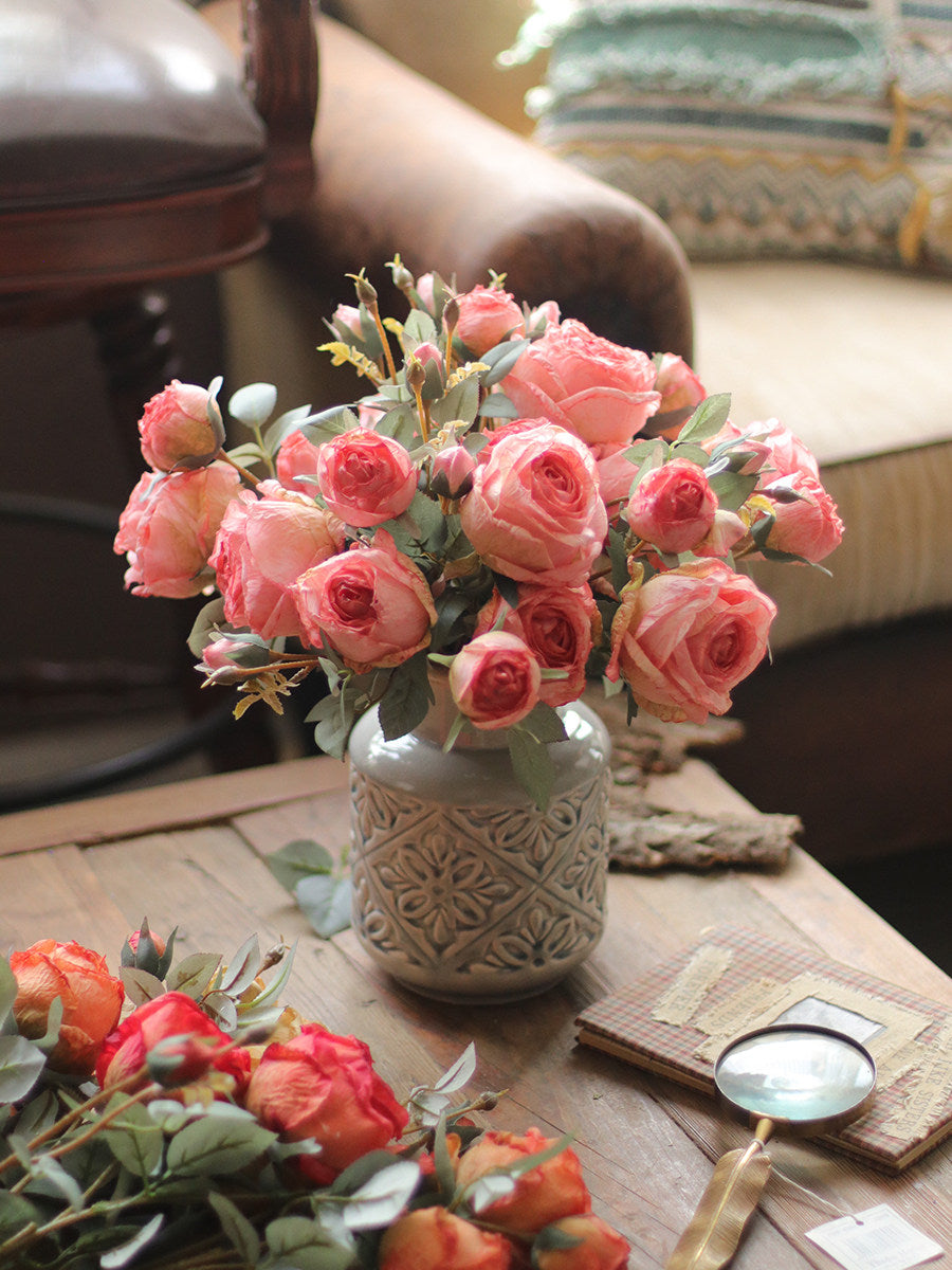 "The Eternal Muse" | Signature Handcrafted Silk Rose Collection | Realistic Faux Silk Flowers for Home Decor - Eco Perennial