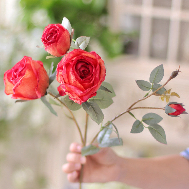 "The Eternal Muse" | Signature Handcrafted Silk Rose Collection Mary - Vintage Velvet Rose (1 Stem) | Realistic Faux Silk Flowers for Home Decor - Eco Perennial