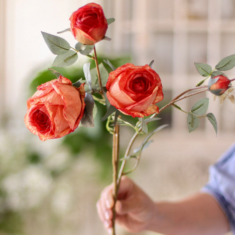 "The Eternal Muse" | Signature Handcrafted Silk Rose Collection Sandy - Golden Sunset Rose (1 Stem) | Realistic Faux Silk Flowers for Home Decor - Eco Perennial