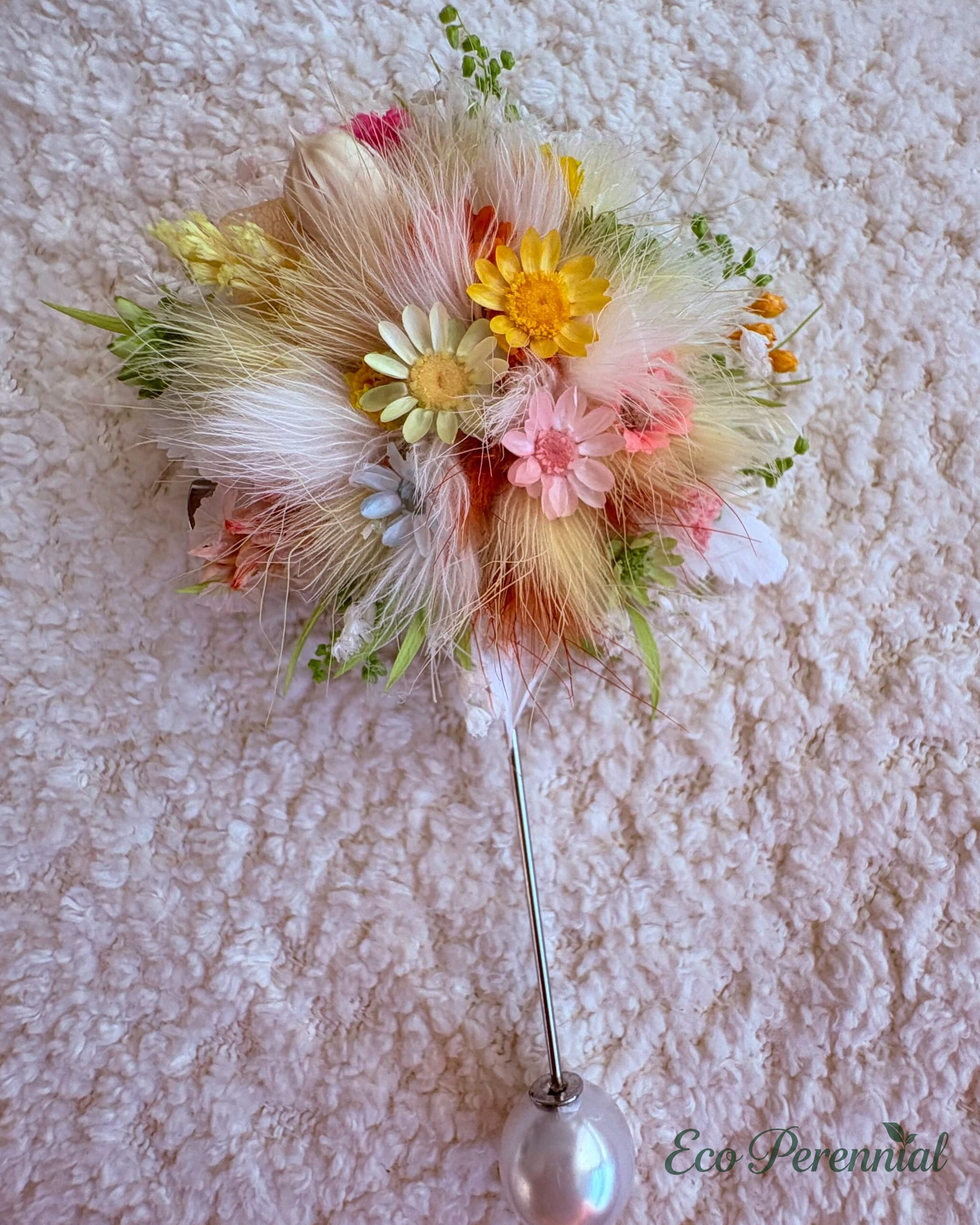 Handcrafted Preserved Flower Corsage Brooch | Unique Graduation & Wedding Keepsake - Eco Perennial | Realistic Faux Silk Flowers for Home Decor - Eco Perennial