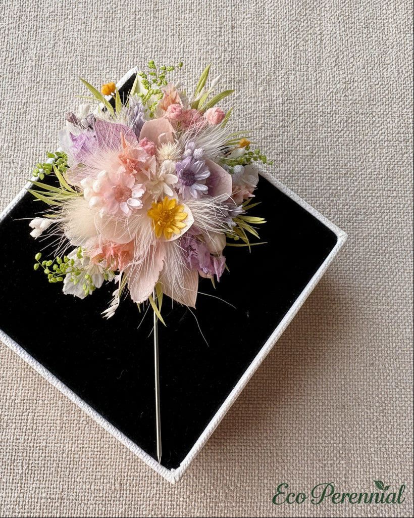 Handcrafted Preserved Flower Corsage Brooch | Unique Graduation & Wedding Keepsake - Eco Perennial | Realistic Faux Silk Flowers for Home Decor - Eco Perennial