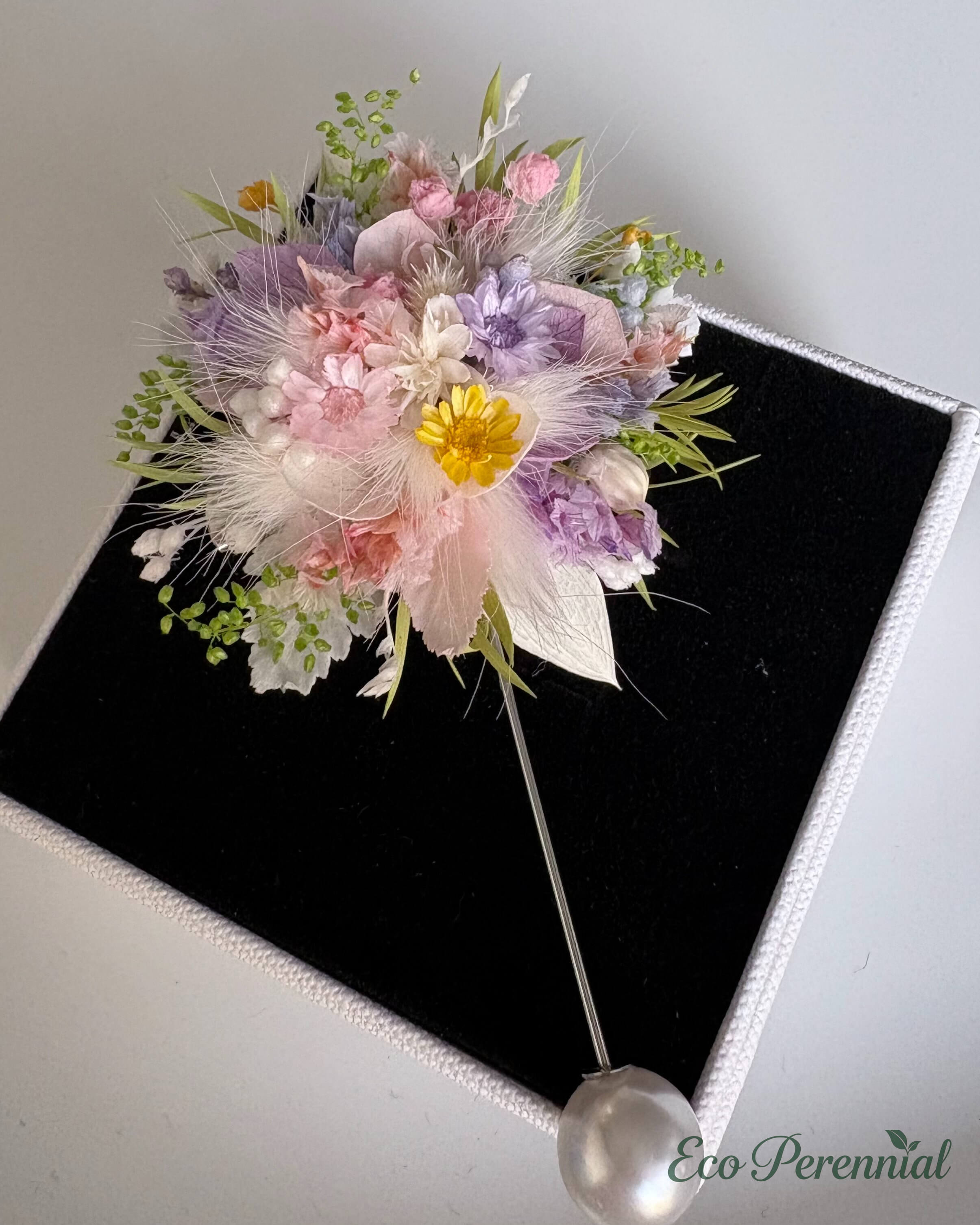 Handcrafted Preserved Flower Corsage Brooch | Unique Graduation & Wedding Keepsake - Eco Perennial | Realistic Faux Silk Flowers for Home Decor - Eco Perennial