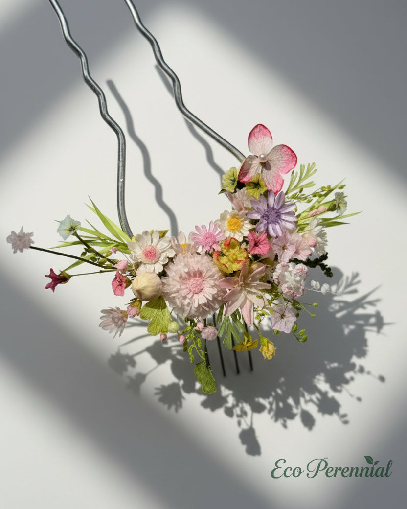 Handcrafted Preserved Flower Hair Fork | Spring Wildflower - Eco Perennial | Hair Accessories | Eco Perennial