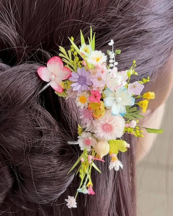 Handcrafted Preserved Flower Hair Fork | Spring Wildflower - Eco Perennial | Hair Accessories | Eco Perennial