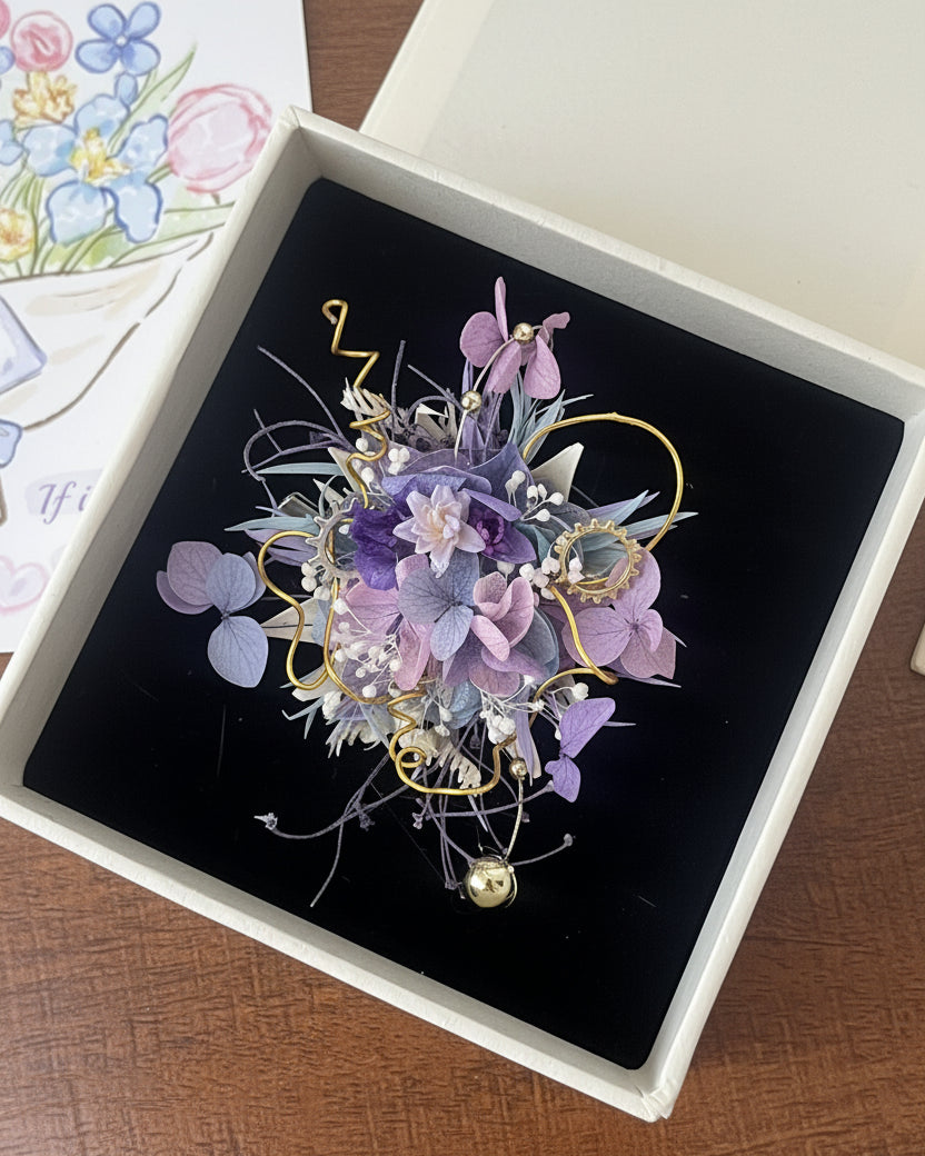 Purple Preserved Flower Ring & Brooch | Handcrafted Floral Jewelry – Eco Perennial